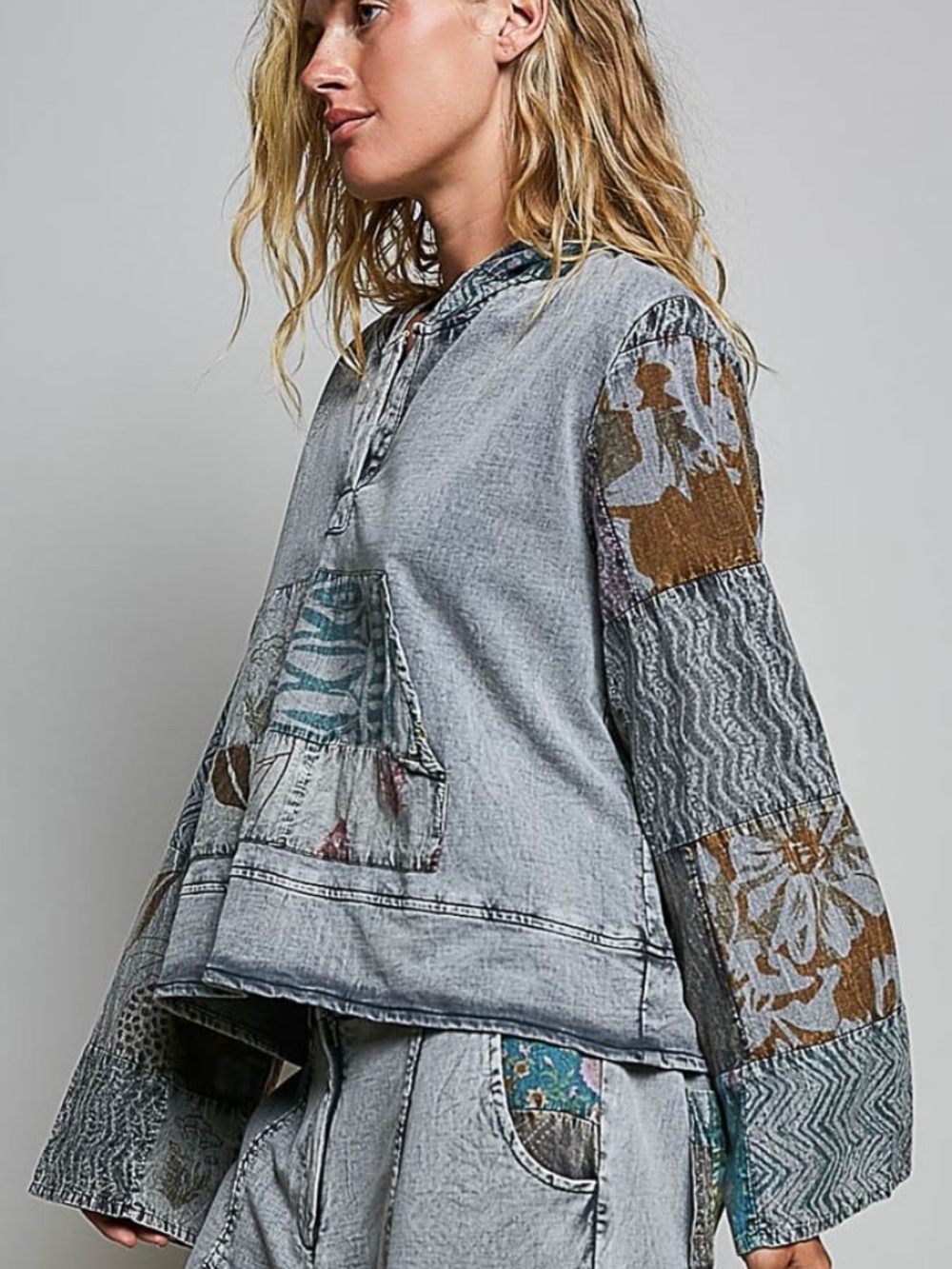 POL Floral Tropical Print Hoodie Cotton Long Sleeve top - Picture 3 of 3